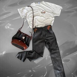 Vintage Y2K Bebe high rise straight leg black leather pants size 0